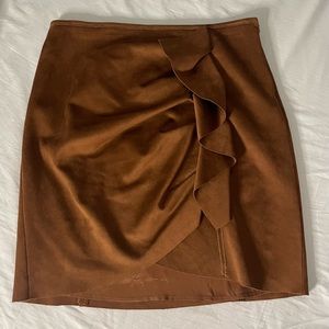 Camel colored suede skirt